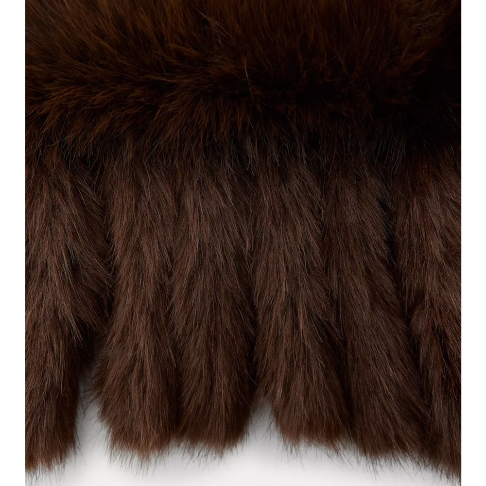 PLAIN FAUX FUR FRINGED SCARF - Picture 3 of 3